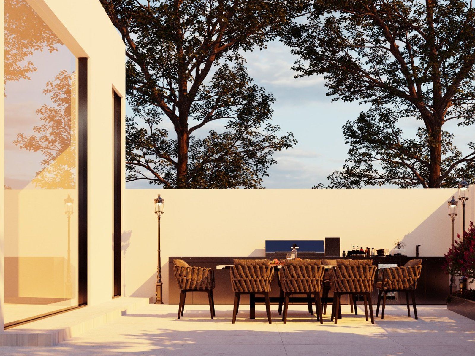 Villa garden terrace and dining area, landscaping concept design