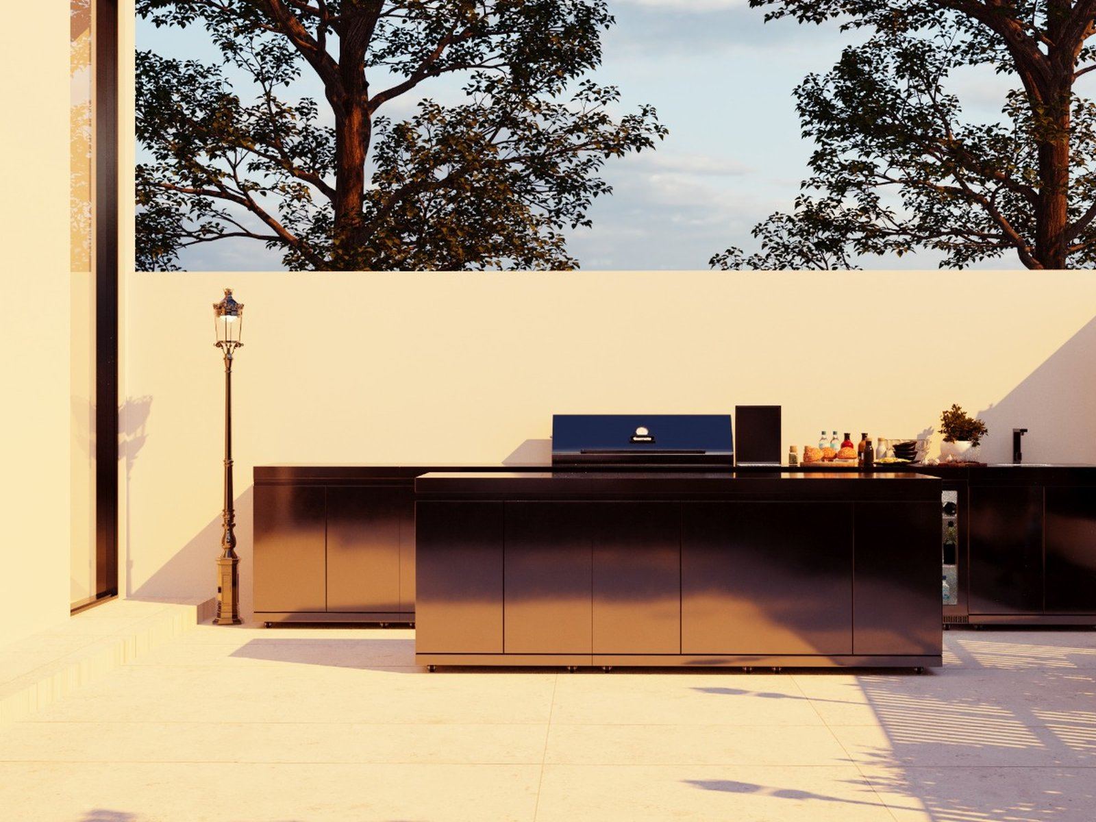 Outdoor kitchen and garden terrace, villa landscaping concept design